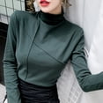 thumbnail image 4 of 2024 Otoño Invierno Camisetas de manga larga para mujer Tops de polar para oficina para mujer Suéteres de color sólido Ropa informal femenina de corte entallado, 4 of 5