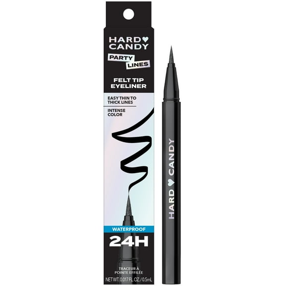 Hard Candy Party Lines Felt Tip Liner, Liquid Eyeliner, Waterproof, Little Black Dress, Black