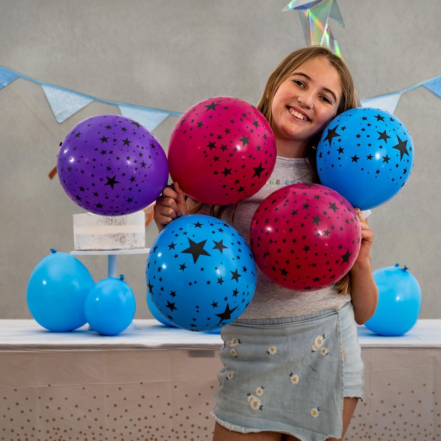 Lot de 5 ballons en latex Illooms Mixed Stars Lot de 5 ballons LED étoiles mixtes