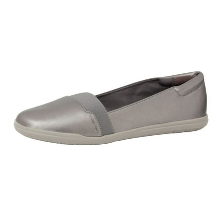 

Easy Spirit Bounce Round Pewter Toe Slip On Ultra Light Cushioned Ballet Flats (Silver 060 10.5)