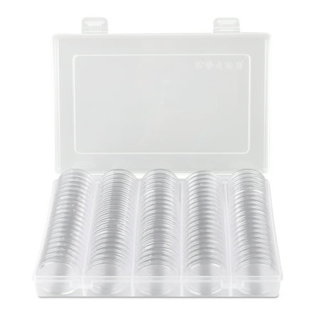 - 100 30mm Counting Plastic Coin Capsules Round Coin Holder Case With Storage Organizer Box And EVA Gasket For Coin Collection Supplies