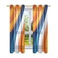 thumbnail image 7 of Yayeee Window Curtains Set of 2 for Living Room Light Filtering 63"x42", Orange Abstract Wavy, 7 of 7