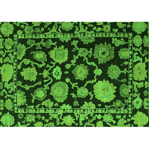 Ahgly Company Indoor Rectangle Oriental Green Traditional Area Rugs, 7' x 10'