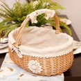 thumbnail image 2 of Cesta de mimbre Cesta de mimbre Cesta de la compra Cesta de picnic Cesta de transporte Cesta de mimbre maciza, ovalada Cesta para niños Práctica cesta de mimbre con encaje y forro textil.(A), 2 of 5