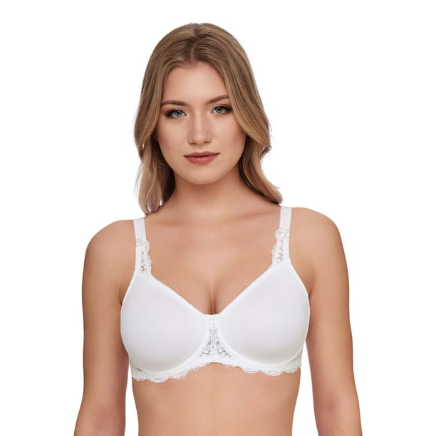 Susa 9870-3 Topsy White Floral Embroidered Padded Underwired Full Cup Bra  44D 