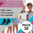 thumbnail image 5 of SOCKS'NBULK Wholesale Bulk Kids Mid Ankle Socks, Cotton Sport Athletic Ankle Socks - 6-8 - Black - 36 Packs, 5 of 7