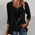 thumbnail image 2 of Women's Bead Panel Button Long Sleeved Top T Shirt, 2 of 2