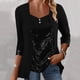 thumbnail image 2 of Camiseta de manga larga con botones y paneles de cuentas para mujer - Material de poliéster, tallas S-XXL - Informal y moderna para el día a día y la oficina, 2 of 3