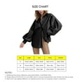 thumbnail image 4 of Women Lantern Sleeve Button Up Shirt Round Neck Long Sleeve Top Pure Color Loose Shirt for Commuting Black L, 4 of 7