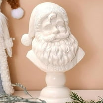 FYHALE White Santa Bust Christmas Tabletop Decoration, Resin Santa Claus Head Statue for Home Bookshelf Bedroom Office