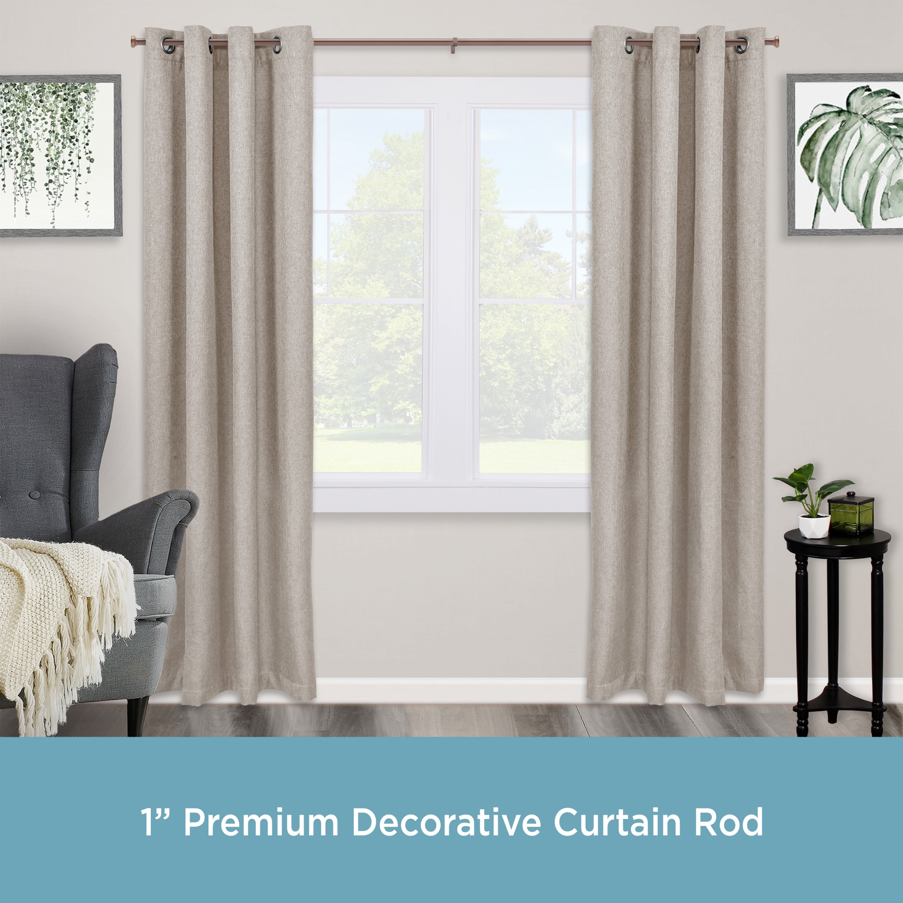 Kenney® Weaver 1" Premium Decorative Window Curtain Rod, 48-86", Chocolate