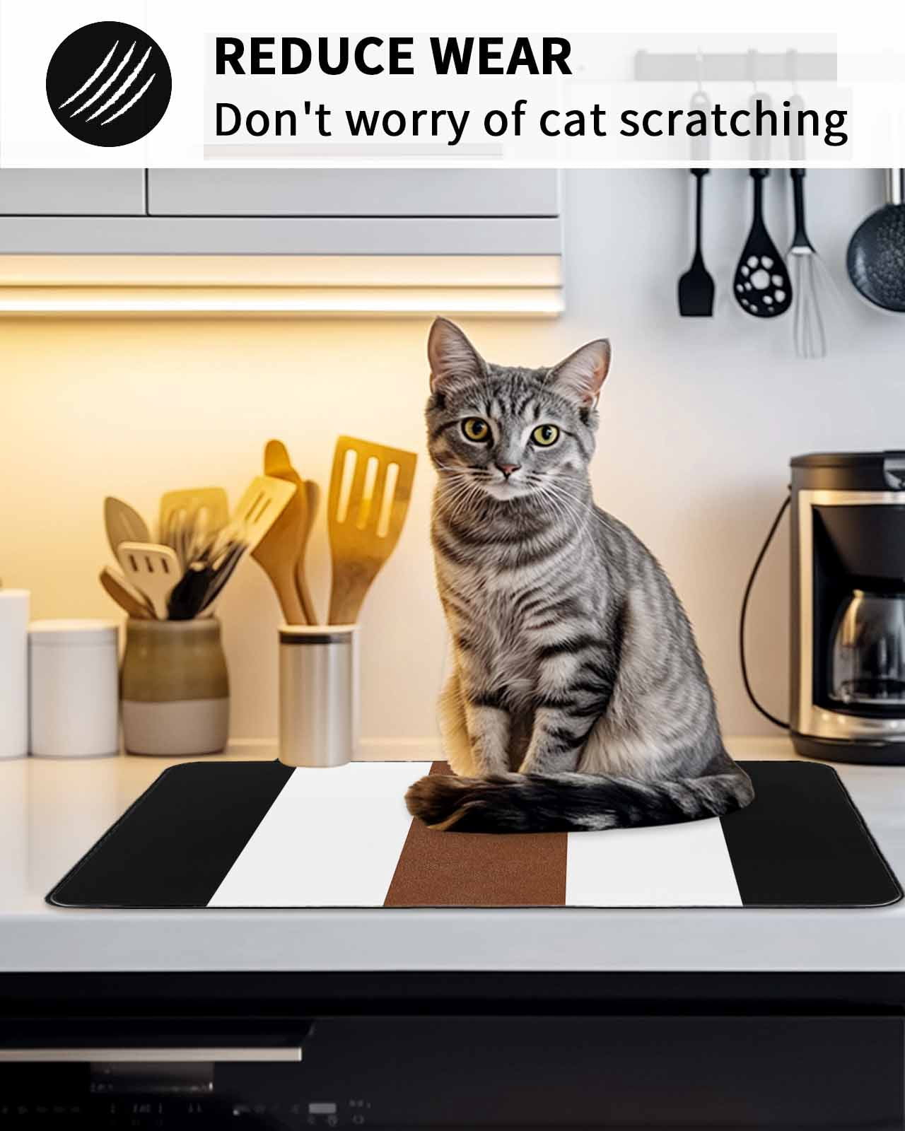 Stove Top Covers for Electric Stove, Brown Black White Boho Glass Stovetop Cover Protector, Contemporary Modern Art Induction Cooktop Protector Oven Mat for Kitchen Countertop 24"x21"