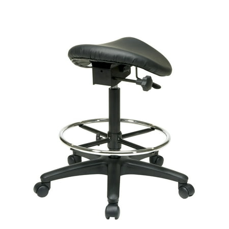 WorkSmart - Backless Stool with Saddle Seat - Black