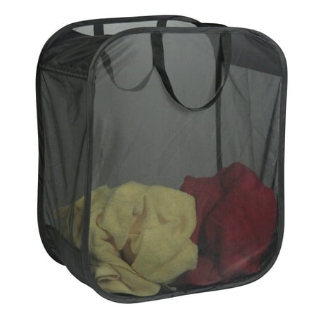 Black Single Light Weight Micro Mesh Hamper, 11 X 18 X 24