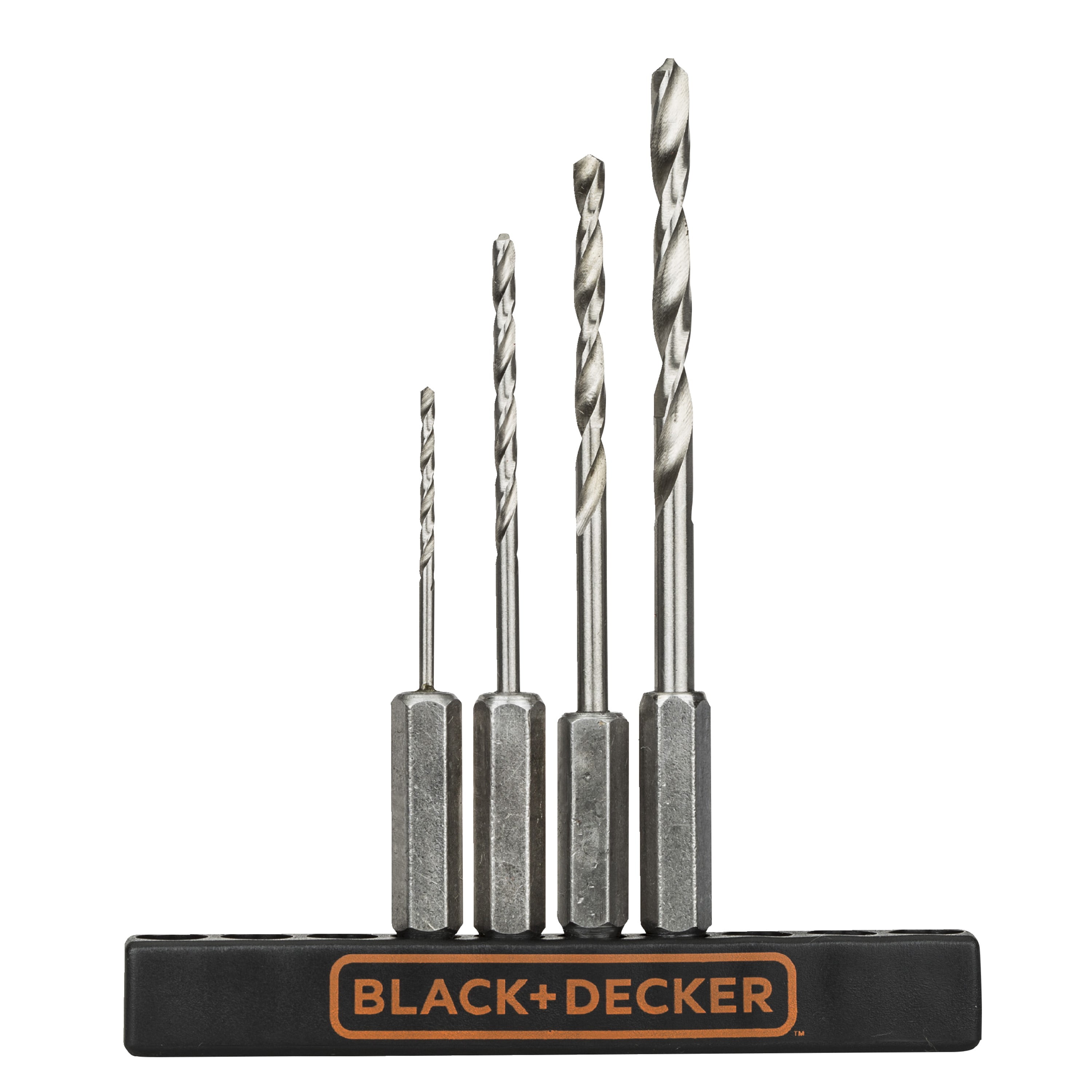 Black & Decker 15054 Hex Shank Drill Bit 4 pcs Set for Wood Metal Plastic