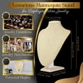 thumbnail image 6 of Linen Necklace Jewelry Display Bust Stand - Freestanding Pendant Chain Chokers Lockets Holder Storage Organizer Figure, 11 inch (Beige), 6 of 9