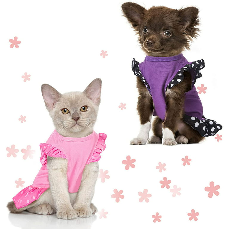 Dog Dress 2-Pack Pink Dog Clothes for Small Dogs Girl I Love My Mommy/Daddy  Puppy Shirt Dress Lightweight Summer Pet Outfit Cat Apparel (Small Hot  Pink) Small Hot Pink