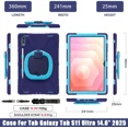 thumbnail image 7 of Case for Samsung Galaxy Tab S11 Ultra 14.6 inch 2025 SM-X930/X936B/X936E/X936U Shockporoof Cover with Built-in Screen Protector, Pencil Holder, Rotating Hand Strap, Stand, Shoulder Strap, 7 of 7