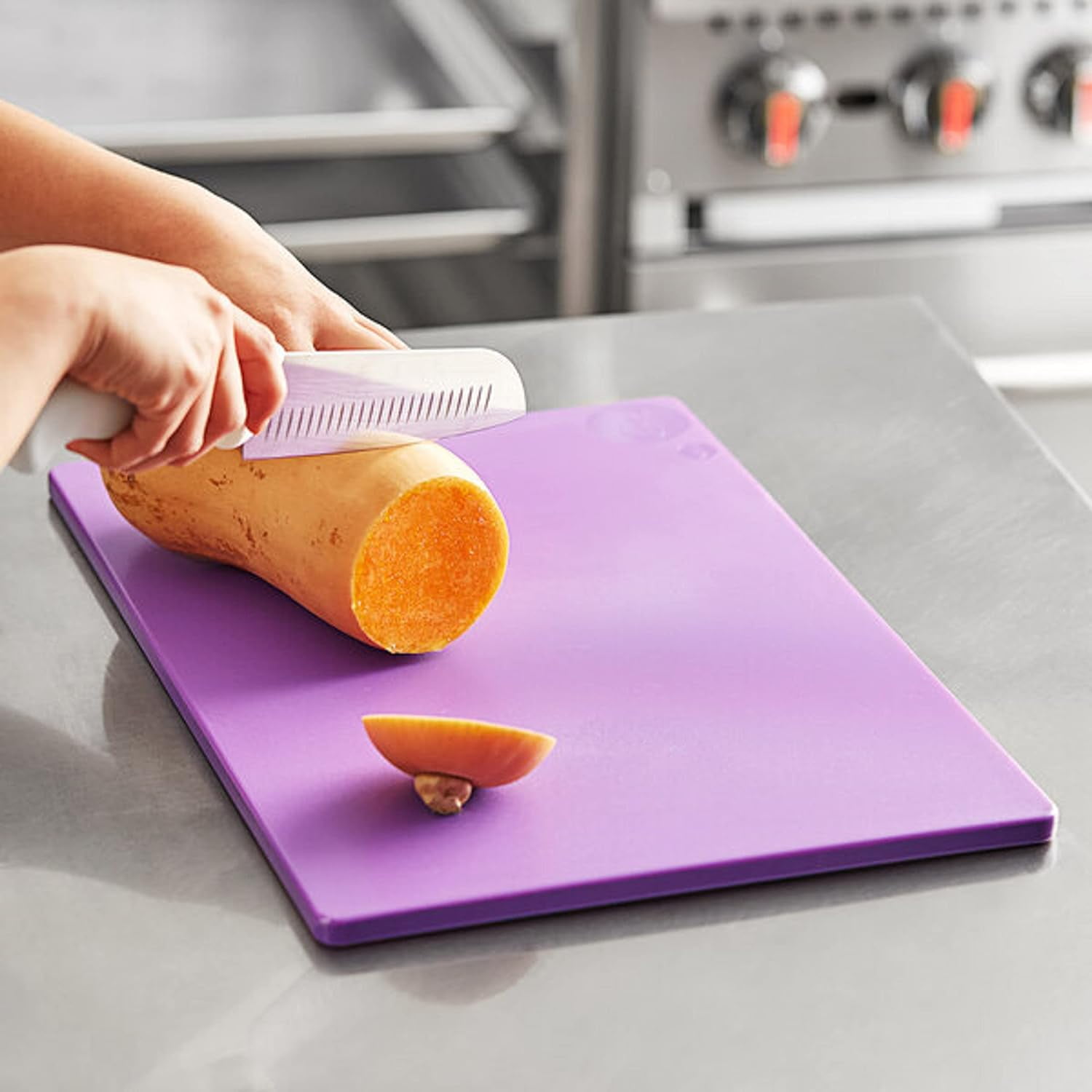 TrueCraftware- 18" X 12" X 1/2” Plastic Cutting Board for Kitchen Purple Color- Plastic Commercial Chopping Board Anti Slip Surface Chopping Food Cutting Mat for Meat Vegetables