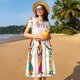 thumbnail image 4 of Balery Black African Woman Vestidos sueltos de manga corta para mujer, vestidos de verano 2025, vestidos casuales de corte A con vuelo., 4 of 6