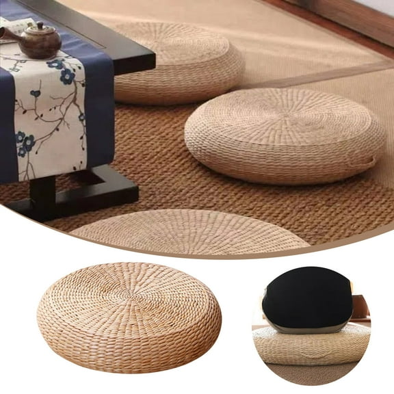 Home Decor Seat Cushion Natural Straw Woven Floor Pillow Outdoor Round Floor Cushion Sitting Handmade Meditation Cushion For Zen Yoga Practice Or Buddha Meditation Beige Diame Cushion