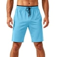 thumbnail image 2 of Men Shorts Below Knee Length Men's Running Sports Shorts, Summer Quick Drying Cooling Bermuda Shorts, Knee Length Straight Leg Workout Shorts with Pockets Blue XL, 2 of 5