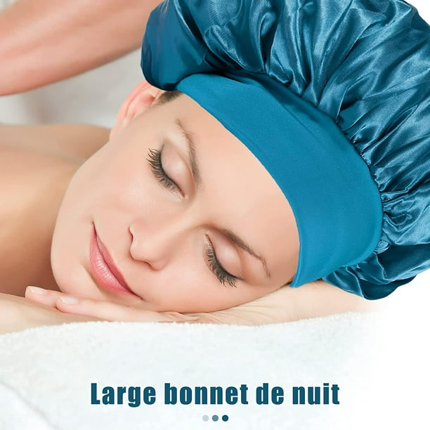 3 Pcs Bonnet Satin Cheveux Nuit.Bonnet Soie Cheveux Nuit, Bonnet de Nuit en  Satin pour Femmes et Filles Protection des （Noir，Café）.