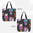 thumbnail image 3 of Naloa Cat Icecream Tote Bag for Women, Foldable Tote Bag With Zipper, Large Shoulder Bag, Top Handle Handbag for Travel, Work, Shopping, 3 of 9