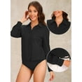 thumbnail image 2 of DARING DIVA Collared V Neck Polo Long Sleeves Shirt XL Black, 2 of 6