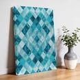 thumbnail image 3 of Canvas Wall Art Teal Blue Diamond Canvas Art Print Modern Geometric Lines Vintage Pictures Wall Decor for Living Room Bedroom Artwork Decorations Stretched Framed Ready to Hang 8"x10", 3 of 9