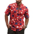 thumbnail image 2 of Ankishi Patriotic Button Down Shirts for Men Colorful Star Casual Short Sleeve Vacation Shirts Holiday Tops for Memorial Day, 2 of 9