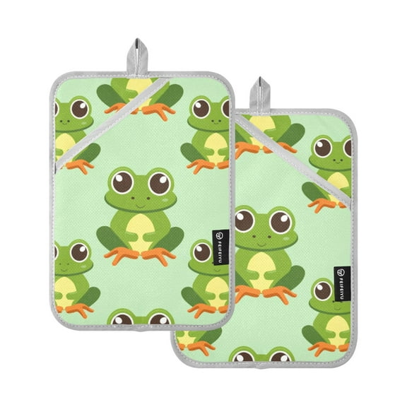 Lovely Frogs Oven Mitts 2 Pcs Pot Holders Sets Heat Resistant for Kitchen Cooking Baking 7"x9.8"