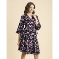 thumbnail image 2 of Moomaya V Neck Printed Rayon 3/4 Sleeve Wrap Dress - Women's Wrap Dress, 2 of 9
