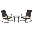 thumbnail image 1 of 3-Piece Dark Grey Wicker Rocking Chair Set with Table - Outdoor Patio Bistro Seating for Deck, Backyard & Poolside Relaxation - Durable PE Rattan Furniture, 1 of 7