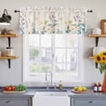 thumbnail image 4 of 2 Panels Watercolor Flowers Beige Valance for Windows, Spring Summer Retro Botanical Light Filtering Kitchen Curtains, Rod Pocket Window Treatment Curtain Valances for Living Room Bedroom, 54"x18", 4 of 9