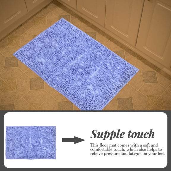 Vosarea Elegant Bathroom Rugs Simple Style Blue Polyester Non Slip Mat 1Pcs
