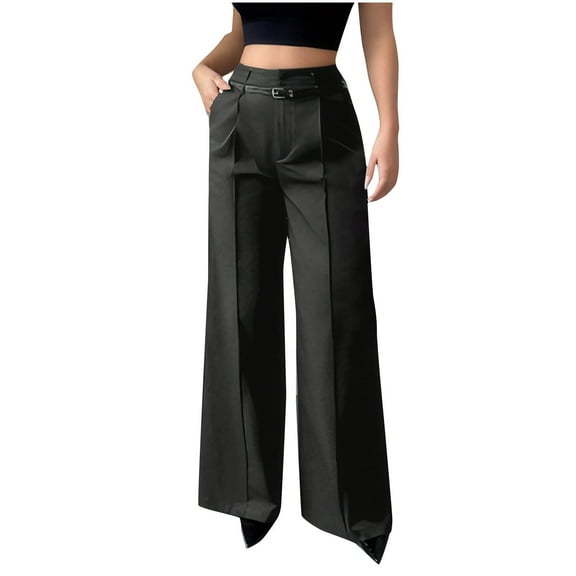 Yuanlook Women's Dress Pants Wide Leg Business Pants Wide Leg High Elastic Waisted Work Trousers Long Straight Suit Pants