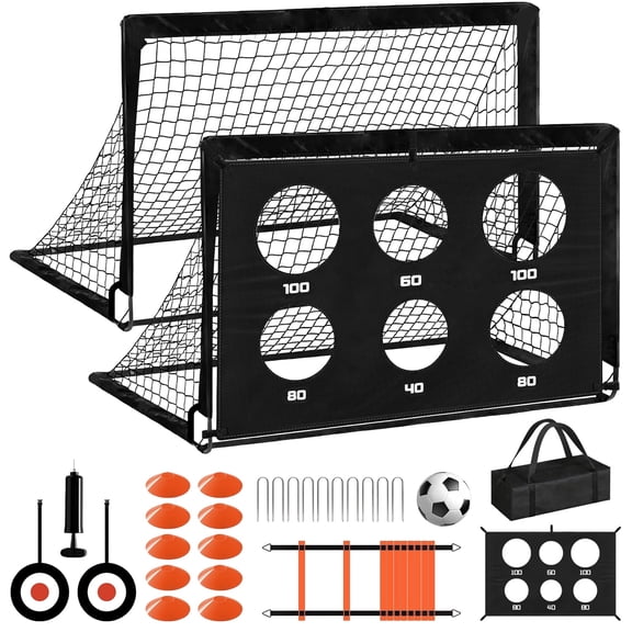 LNOW Kids Soccer Goals for Backyard Set - 2 of 6' x 4' Portable Soccer Net Training Equipment with Soccer Ball, Soccer Set for Kids and Youth Outdoor Games, Sports, Play