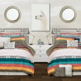 thumbnail image 4 of Lush Decor Boho Stripe Polyester Reversible Comforter, Twin-XL, Turquoise/Tangerine, 5-Pc Set, 4 of 4