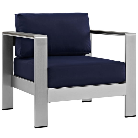Ergode Shore Outdoor Patio Aluminum Armchair - Silver Navy