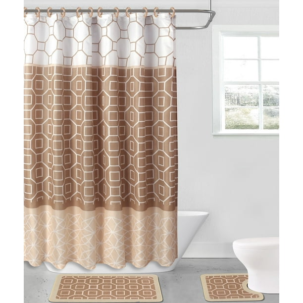 DIAMOND TAN 15piece Hotel Bathroom Sets 2 NonSlip Bath Mats Rugs