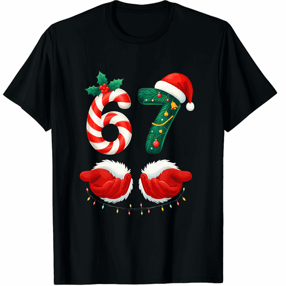 67 Christmas 6 7 Meme Outfit Holiday Gen Alpha Slang T-Shirt for Adults Men and Women