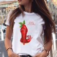 thumbnail image 4 of Camiseta de Año Nuevo con estampado de gato y Animal para mujer, ropa con estampado de Feliz Navidad, playera estampada para mujer, 4 of 5