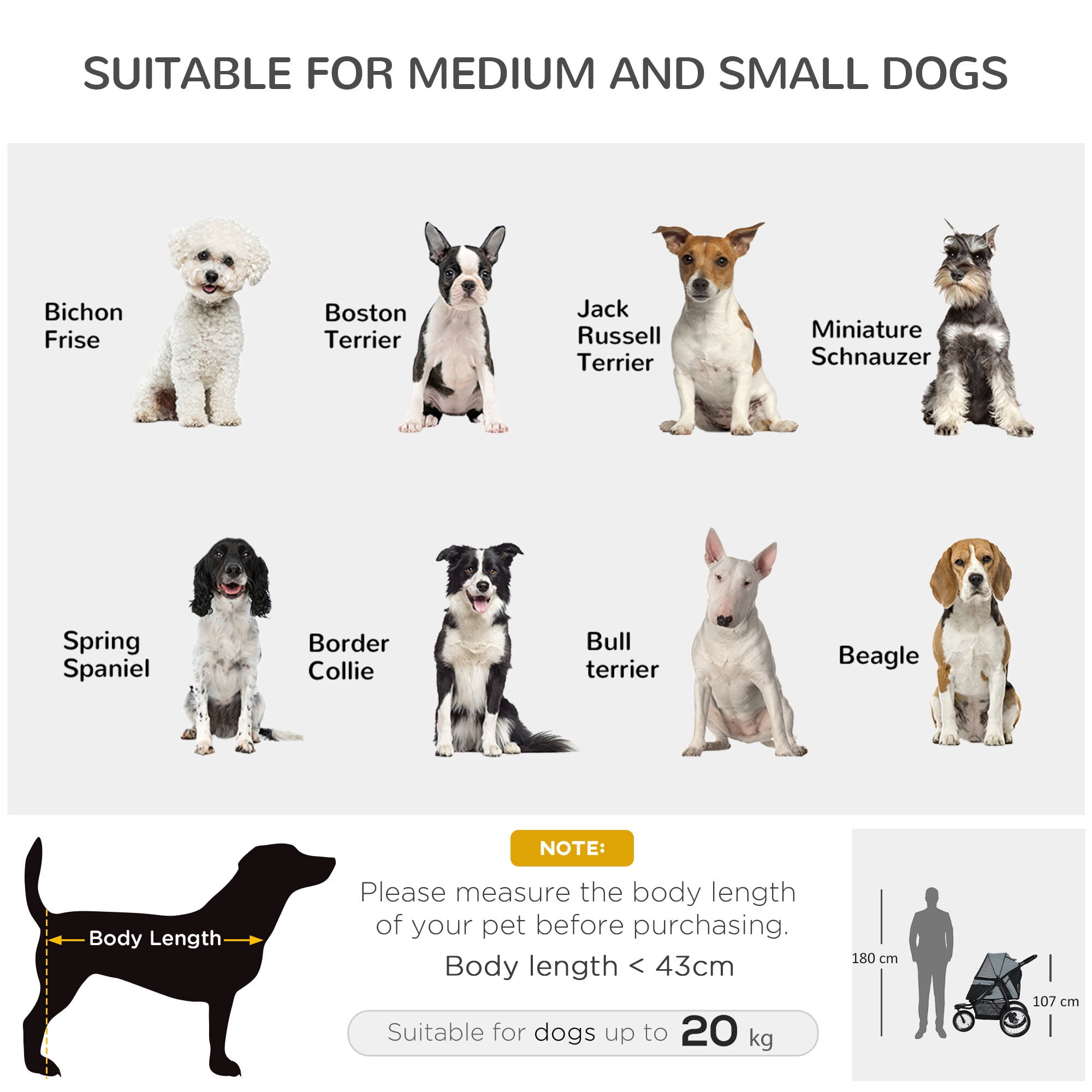 Dog Bed PawHut Pet Stroller for Small and Medium Dogs, 3 Big Wheels Foldable Cat Stroller with Adjustable Canopy, Safety Tether, Storage Basket, Gray,Large Dog Bed