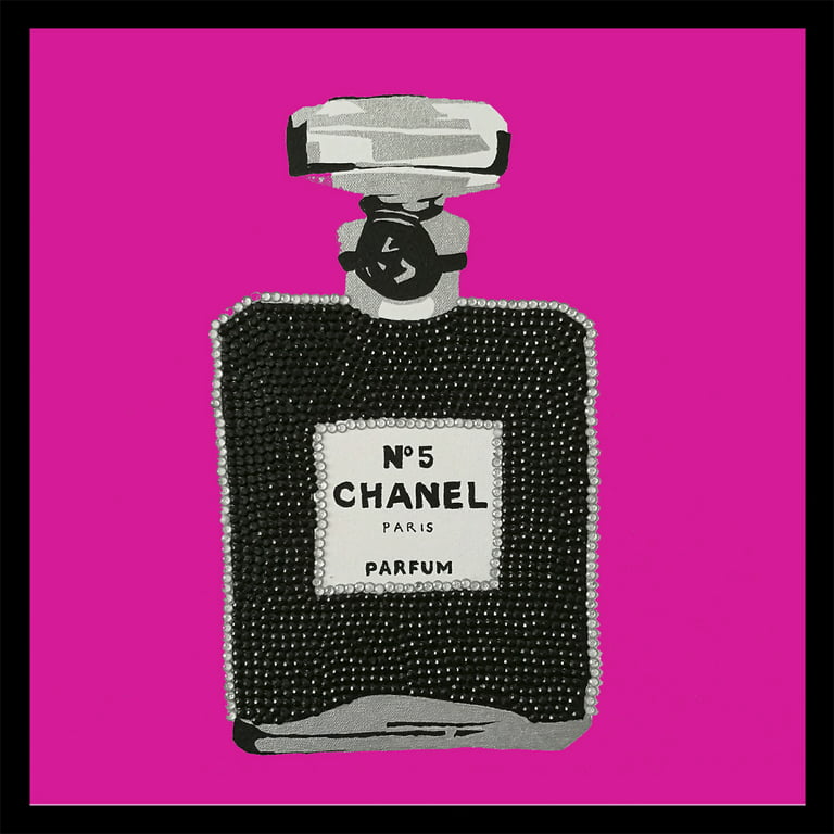 FRAMED Chanel No. 5 Paris Perfume - Dark Pink By PopArtQueen 18x18