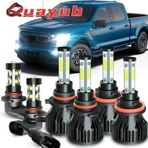 Quayub LED Headlight & Fog Light Bulbs Kit for Ford F-150 2015-2022 - 4-SIDE Super Bright High/Low Beam, 6000K Xenon White 6pcs
