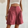 thumbnail image 2 of Sngxgn Womens Casual Comfy Shorts Summer with Pockets Wide Leg Cotton Short(Red,L), 2 of 6