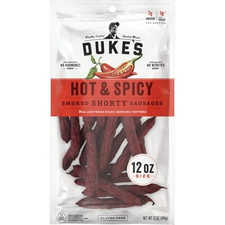 Duke's Smoked Shorty Sausages, Hot & Spicy, 12oz (Best Hot Link Sausage)