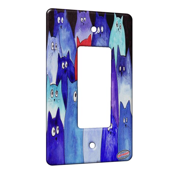 KuzmarK™ 1 Gang Rocker Wall Plate - Stranger in Town Abstract Cat Art by Denise Every