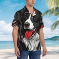 thumbnail image 3 of Sikiie Independence Day Collie Print Men's Hawaiian Shirt, Summer Beach Button Pocket Short Sleeve T-Shirt,3X-Large, 3 of 7